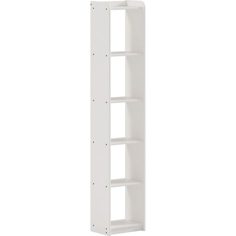 Bibliothèque avec 6 étagères, en pin massif coloris Blanc - Longueur 40 x Hauteur 200 x Profondeur 28 cm (1/2)