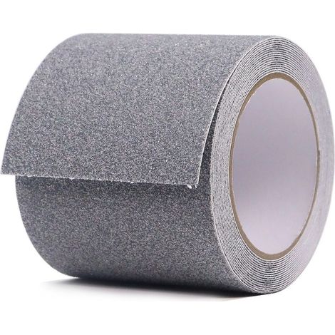 Rutschfestes Klebeband, Rutschfeste Streifen mit rutschfestem Klebeband für Treppen, Stufen, Bodenbeläge, Starkes rutschfestes Klebeband, Selbstklebend, (10 cm x 5 m, Grau) (1/5)