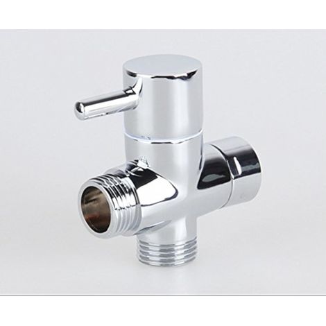 Adaptateur en T avec vanne d'arrêt, noyau en céramique, connecteur 3 voies pour salle de bain M/F en laiton de 1,27 cm pour toilettes, bidet (1/5)