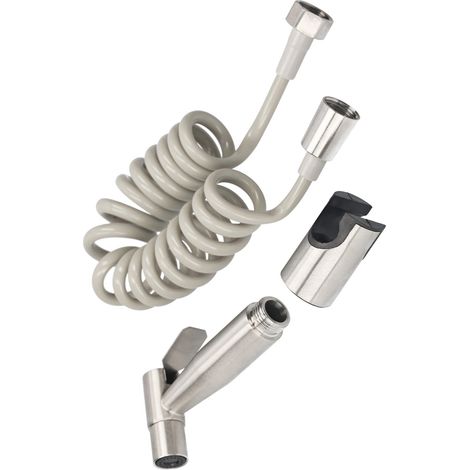 Douchette hygiénique à main pour WC avec flexible télescopique 1,5 m et support mural, kit en acier inoxydable pression réglable pour lavage intime, couches et animaux (1/4)