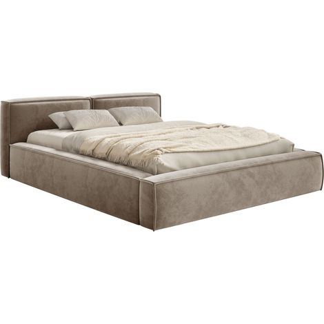 Selsey Tilves Slim – Polsterbett 200x200 mit Bettkasten und Lattenrost, Velours, hellbraun (1/5)