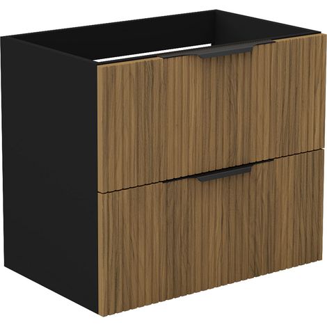 Unterschrank Badmöbel Badschrank Waschbeckenunterschrank 50cm Mattschwarz+Matt-Nussbaum TYP3