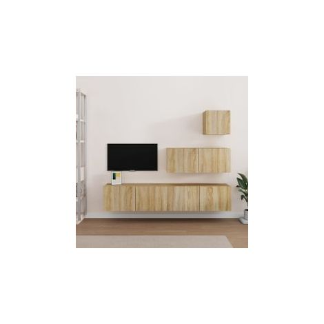 Ensemble de meubles TV 4 pcs Chêne sonoma Bois d'ingénierie (1/5)