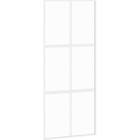 vidaXL Schiebetür Weiß 90x205 cm Sicherheitsglas Aluminium