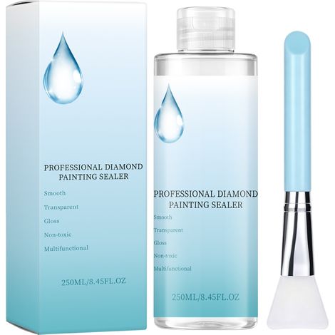 Vernis protecteur pour peinture diamant, couche de finition, protège et renforce la toile, résistant aux rayures, à l'usure, anti-perçage, séchage rapide, transparent, 250 ml + pinceau. (1/5)
