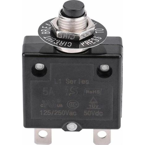 Disjoncteur 20A Interrupteur thermique de réinitialisation en option, 125-250V AC 50V DC Disjoncteur à bouton-poussoir de protection contre les surcharges de courant,de