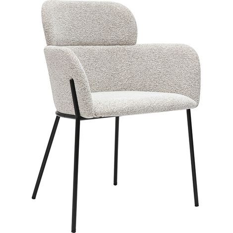 Sedia design in tessuto effetto velluto testurizzato beige e metallo nero TULUM