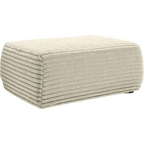 OLYMPE - Pouf en velours côtelé Beige 100x68x42 cm