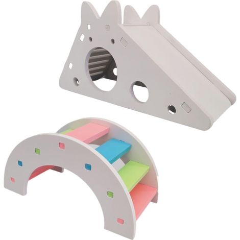 Maison De Toboggan Et Pont En Arc Coloré, Jouet Créatif Pour Hamster, Accessoires Pour Animaux De Compagnie (1/5)