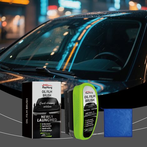 Ölfilmentfernungsbürsten-Set für Autos – schonende Reinigung, Antibeschlag, Ölfilmentfernung, Autopflege- und -wartungsset – Ölfilmbürste: 150 ml x 1 + Reinigungstuch x 1 -- BIEMMEDUE (1/5)