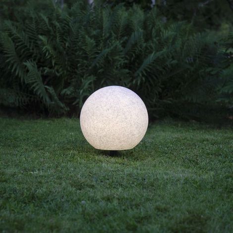 Gartenkugel Steinoptik, 40 cm, E-27, In-/Outdoor, weiß/grau (1/5)