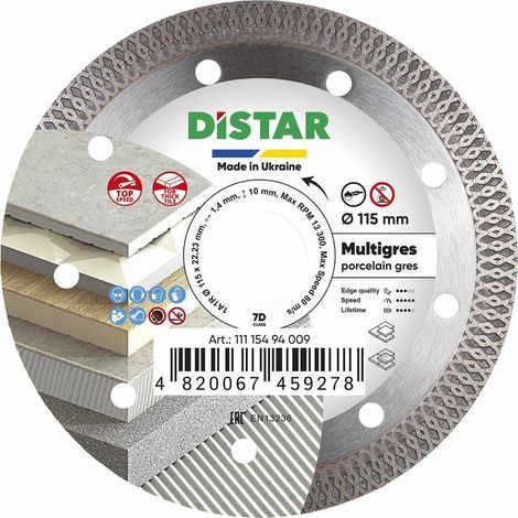 Distar Mehrkorn-Diamantscheibe 115 x 1,4 x 10 x 22,23 mm