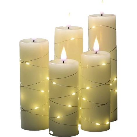 Konstsmide 1845-190 Bougie en cire véritable à LED jeu de 5 blanc chaud blanc chaud (Ø x H) 55 mm x (1/5)