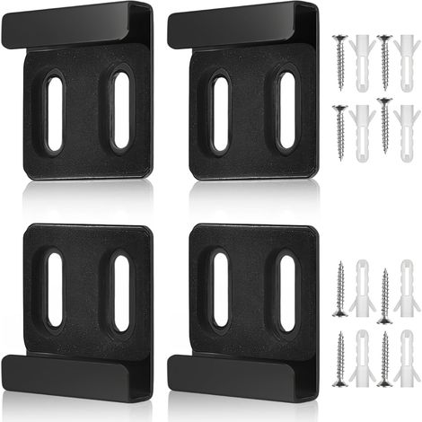 APEX 4 Pièces Fixation Miroir Mural, Double Trous Supports de Miroirs Muraux, Noir Fixation pour Miroir, avec 8 Vis et 8 Chevilles D'expansion, pour Miroirs de 4 à 6 mm D'épaisseur (1/4)