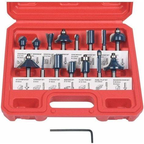 Pair 6,35-mm-Fräser, 15er-Set, 6,35 mm 1/4\"-Schaftfräser, Holzbearbeitungsfräser mit Hartmetallspitze, Schaft aus geschmiedetem Stahl