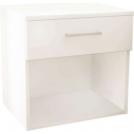 Comodino da interno camera da letto in legno nobilitato bilaminato con cassetto Davis -  White