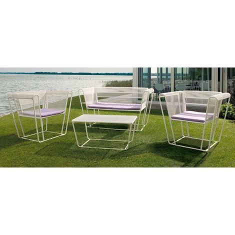 Set da Giardino Divano 2 Poltrone e Tavolino in rete Stirata Ranieri Royal