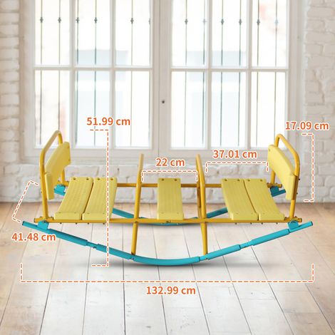 Bascule trois personnes 132,99 cm,équipement de jeu extérieur antidérapant haute sécurité jardin école. (1/5)