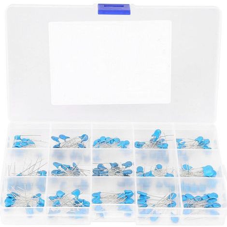 Condensateurs Céramiques Haute Tension 1kV, Assortiment de 180 Pièces pour Instruments électroniques de Précision, Performances, Bleu. (1/4)
