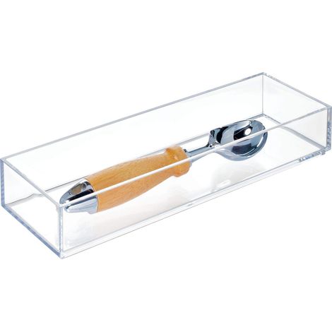 range couvert, casier rangement plastique de taille moyenne, rangement tiroir pour couverts et divers ustensiles, transparent (1/5)