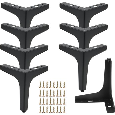 Lot De 8 Pieds De Meubles Triangulaires en Métal Noir 15 cm avec Vis (1/5)