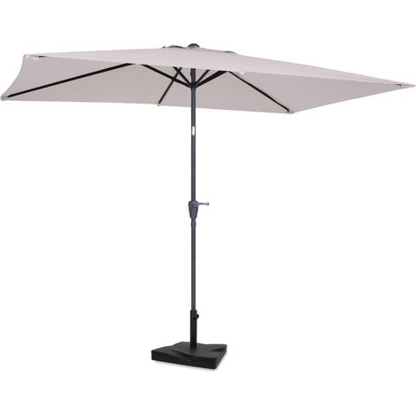 VONROC Parasol déporté 200x300 cm inclinable avec pied 20 kg et housse Rapallo Beige GP507XX