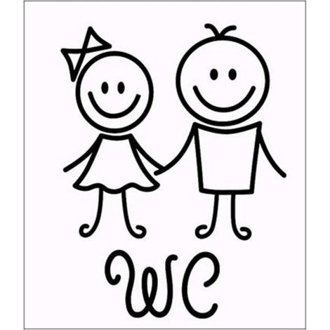 Bardusch-Autocollant WC dessin animé fille/garçon (version alternative), étanche/auto-adhésif, déco maison (1/4)