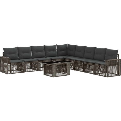 Set Divano da Giardino 10 pz Grigio e Grigio Scuro polyrattan vidaXL (1/5)