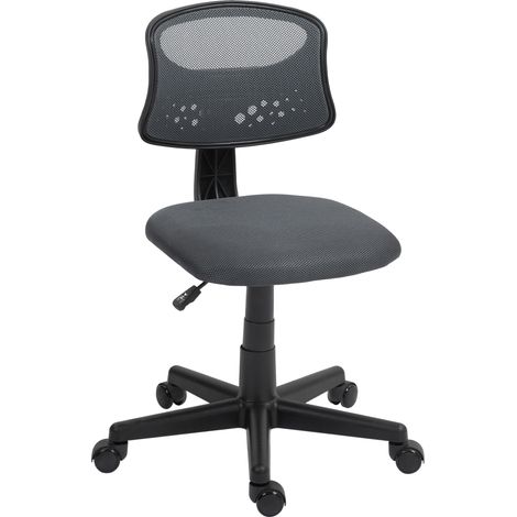 Chaise de bureau sans accoudoirs, pivotante, avec dossier en maille respirante et hauteur réglable, grise. (1/5)