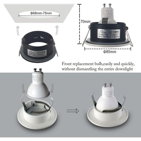 Spotlight Socket Types IP65 Waterproof LED Recessed Spotlight, GU10 Socket Configuration ...