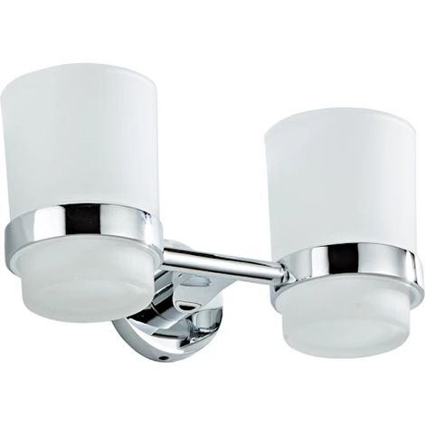 Deux gobelets porte-brosses à dents et un support pour brosses à dents embellissent la salle de bain (1/4)