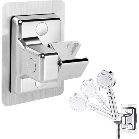 Verstellbare Duschhalterung ohne Bohren – Universelle Handbrausehalterung in Silber – Langlebige und hochwertige Duschkopfhalterung (1/5)