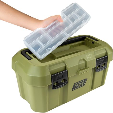 Boîte à outils en plastique vert TAYG 46, 499x279x254 mm
