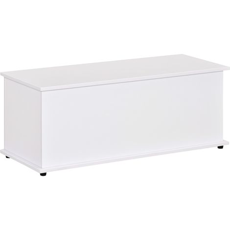 Coffre banc de rangement avec couvercle à rabat et charnières sécurisées, meuble à chaussures pour entrée, couloir, chambre, salon, 100x40x40 cm, blanc (1/5)