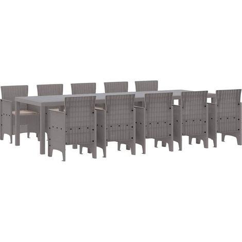 Ensemble de salle à manger pour jardin 11 pcs Mobilier de jardin Gris clair (1/5)