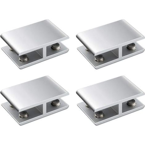 Lot de 4 supports réglables double face en alliage d'aluminium pour étagère en verre, support de serrage pour 8 à 10 mm d'épaisseur, 180 degrés (1/5)