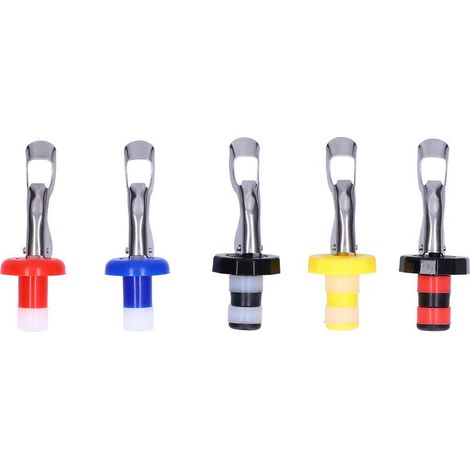 5 Pièces Bouchon à Vin en Silicone, Bouchon Vide Manuel Portable pour Bouteille de Vin, Bouchon de Liège Réutilisable (Simple ou Double) (1/5)