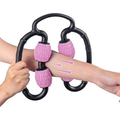 Rouleau de massage musculaire en mousse à 4 roues, anti-cellulite 3D flottant rose-AquaForge