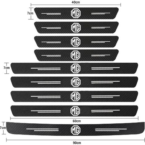 (Lot de 9) Protections de seuil de porte de voiture,motif fibre de carbone,autocollants de seuil pour MG MGGT MGRX5 MGRX8 MGHS MGZS MGZX MG3 MG5 MG6 (1/3)