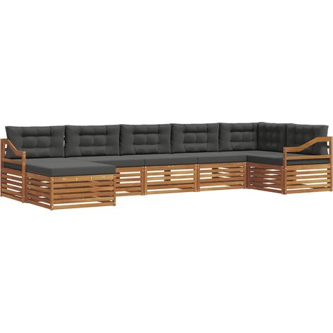 Outdoor-Sofagarnitur 7 stk. Natur und Anthrazit vidaXL