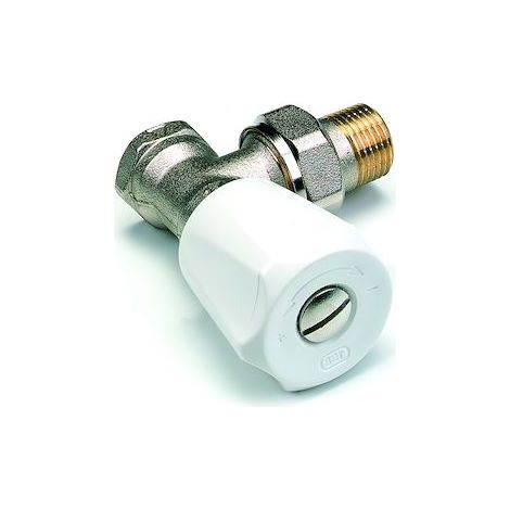 COMAP Robinet de radiateur manuel EUROSAR en équerre, double réglage, 1/2″ (15x21), laiton nickelé - 408204