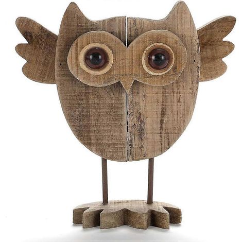 Statue de hibou artisanale vintage de 25 cm, statue d'animal en bois (1/5)