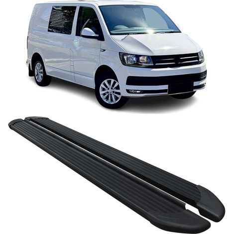 Marchepieds Latéraux pour VW T6 T6.1 Transporter 2015-24 Noir Aluminium L1 Court (1/5)