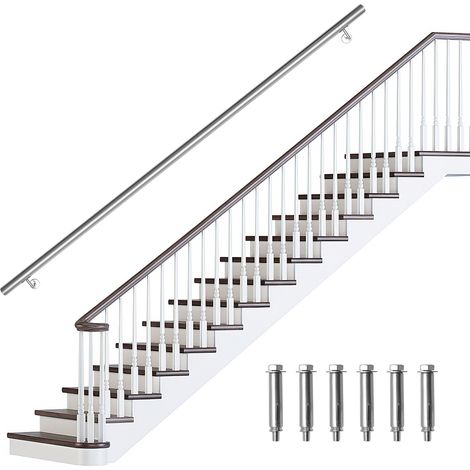 TolleTour Corrimano inox 180 cm Ø42 mm in acciaio inox 304, ringhiera a parete spazzolata per scale balcone terrazza interno esterno (1/5)