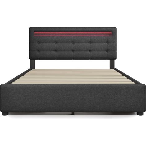 Cama arcón tapizada gris 140x200 cm con LED, 4 cajones y cabecero regulable (1/5)
