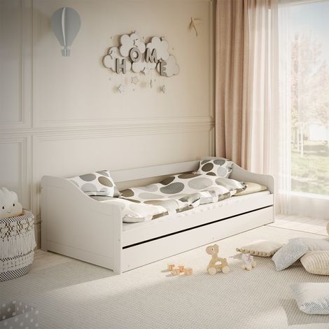 Bett 90x200 inkl. Boxspring Matratze und Schublade Kocot Kids Allison Weiß (1/5)