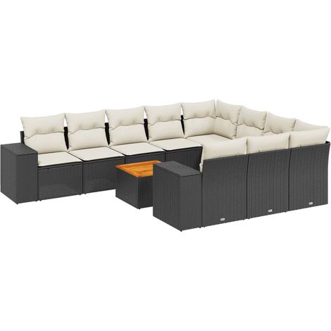 Maison Exclusive - Patio Sofa Set 10 plaza Black and Cream (1/5)