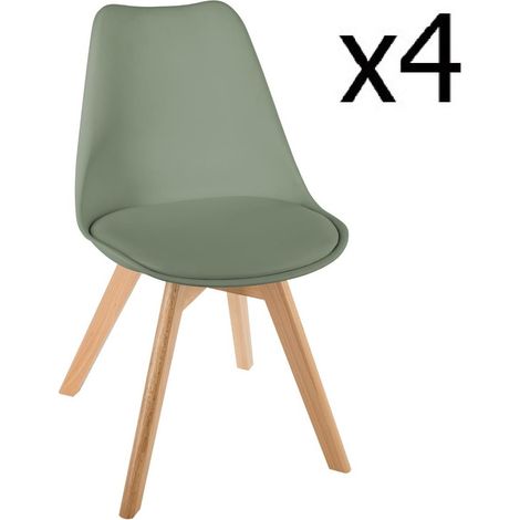 Lot de 4 Chaises de dîner en polypropylène kaki - H. 81 cm -PEGANE-