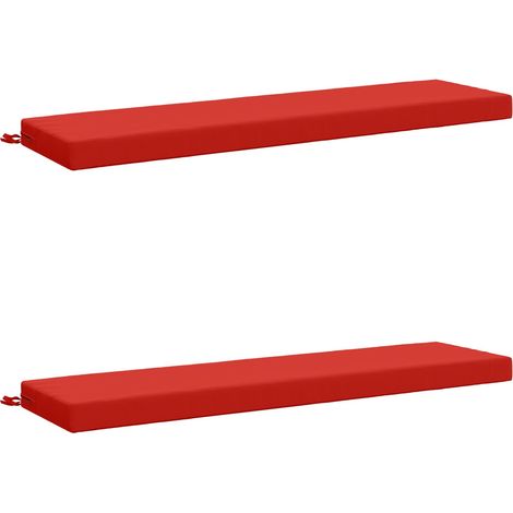 2pcs Coussins de banc, Coussins d'extérieur 100 % polyester Rouge (1/5)