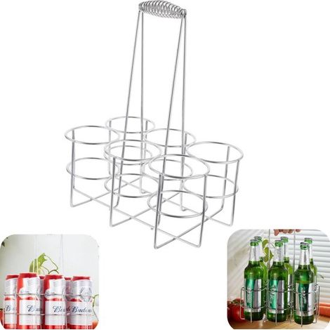 Porte-bouteilles en métal 8,1 x 32,5 cm - rack à 6 bouteilles pour bar, argent (1/5)